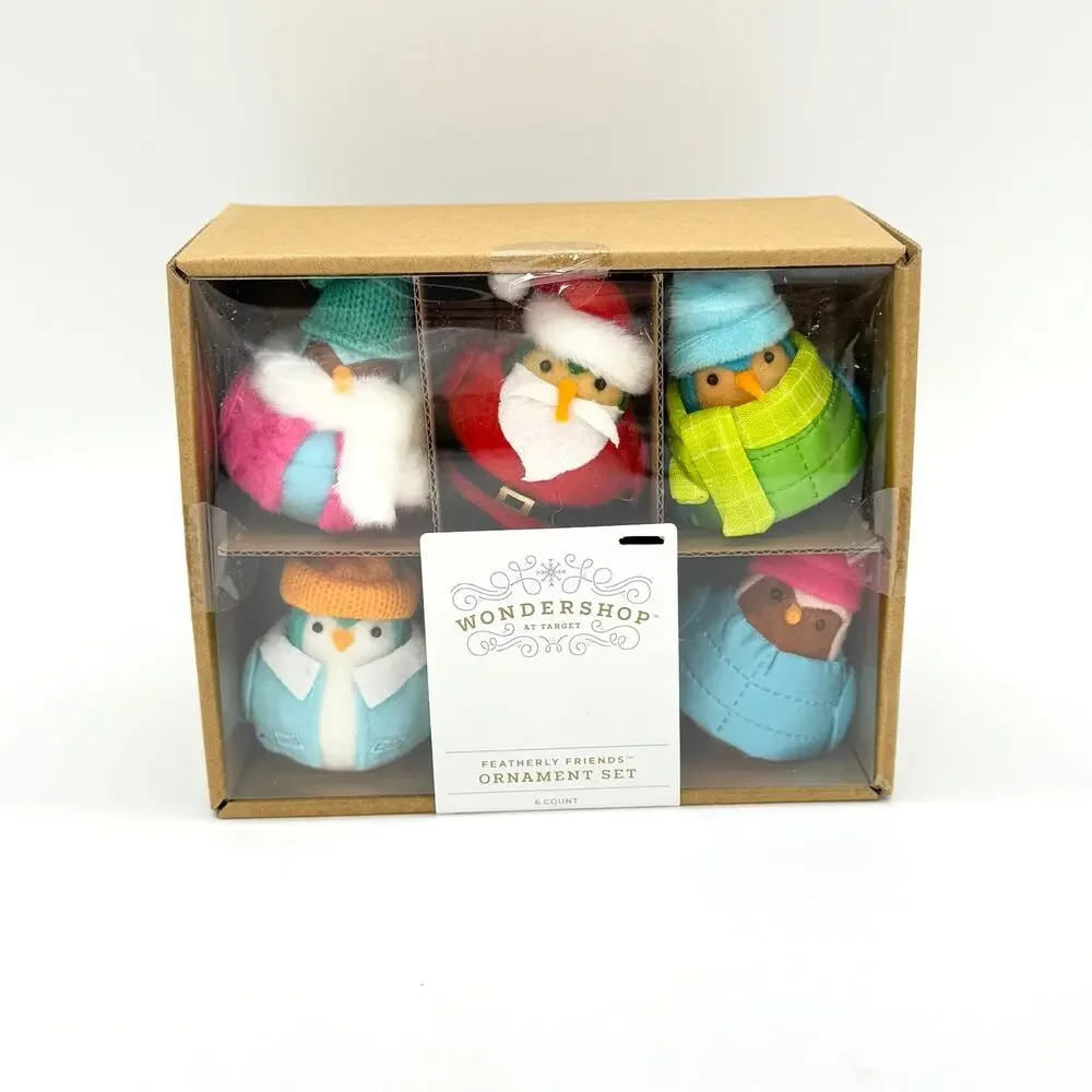 Set of 6 Wondershop Featherly Friends Christmas 2024 Bright Bird Ornaments NEW